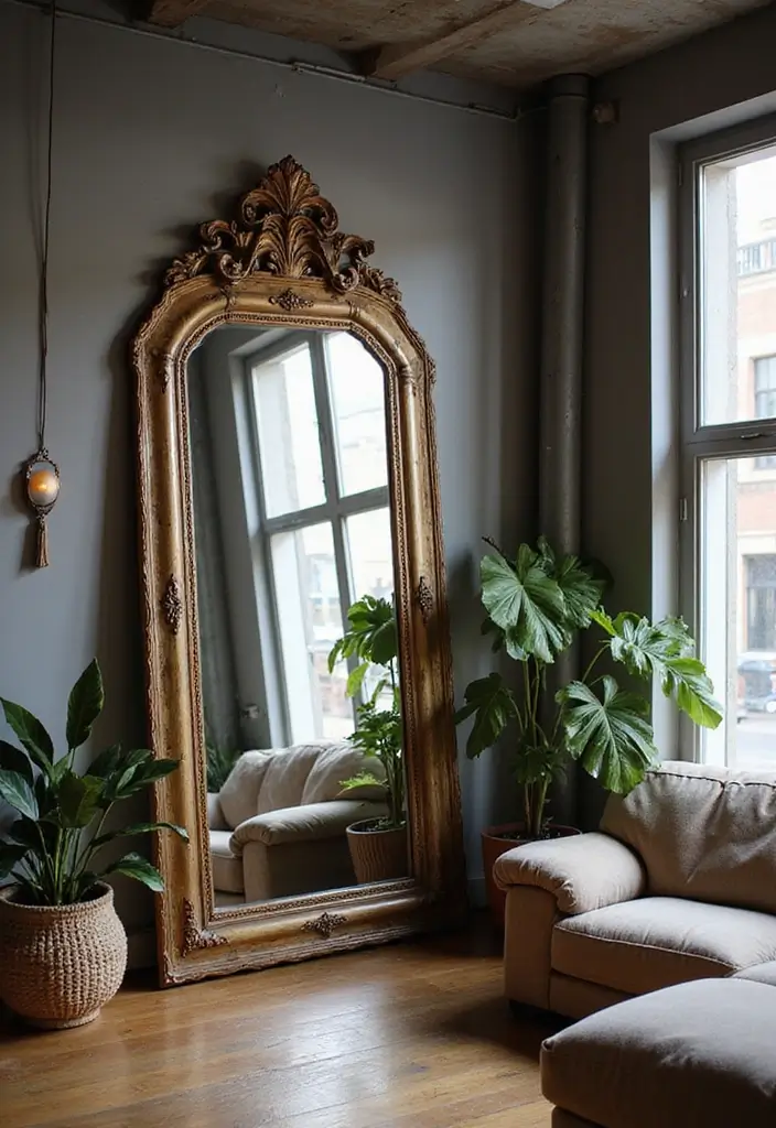 29 Industrial Bohemian Decor Inspirations with Edge - 17. Statement Mirrors