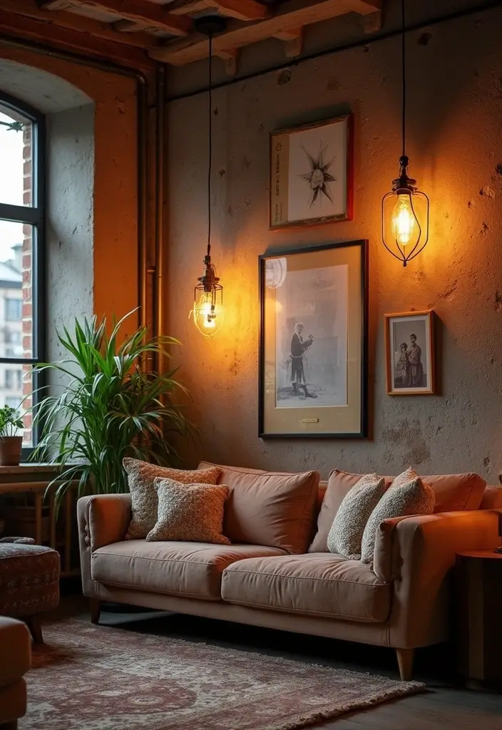 29 Industrial Bohemian Decor Inspirations with Edge - 19. Artistic Lighting Solutions