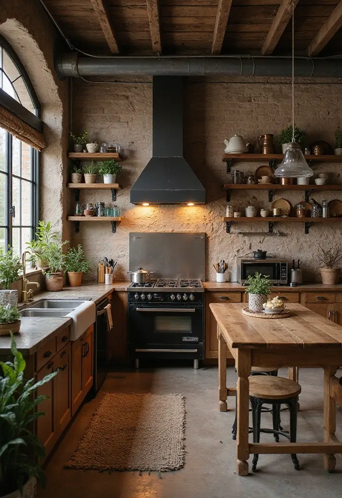 29 Industrial Bohemian Decor Inspirations with Edge - 23. Industrial Styled Kitchen