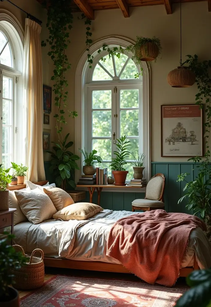 29 Jungle Bohemian Bedroom Designs with Natural Charm - 14. Multi-Use Spaces