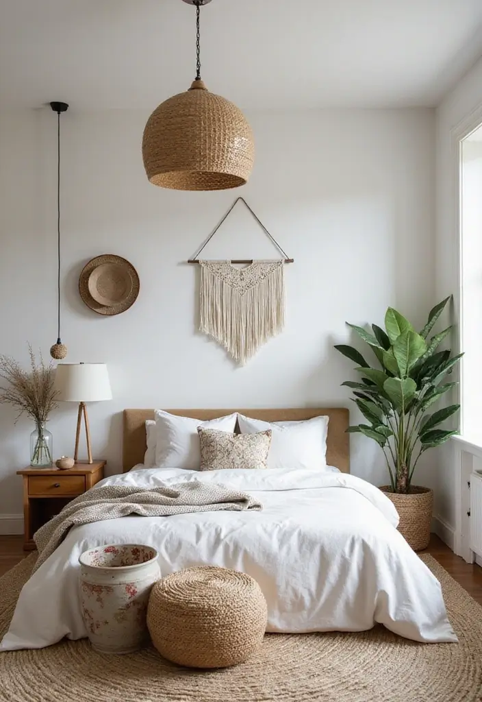 29 Jungle Bohemian Bedroom Designs with Natural Charm - 27. Minimalist Approach