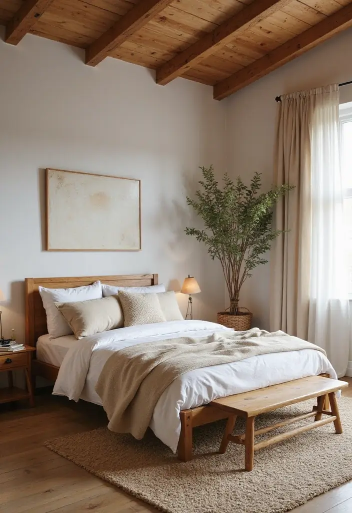 29 Jungle Bohemian Bedroom Designs with Natural Charm - 8. Natural Wood Elements