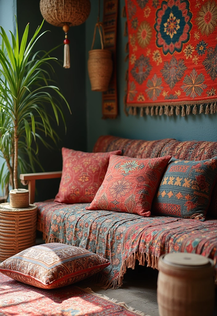 30+ Bohemian Decorating Ideas That Always Look Chic - 17. Incorporate Global Textiles