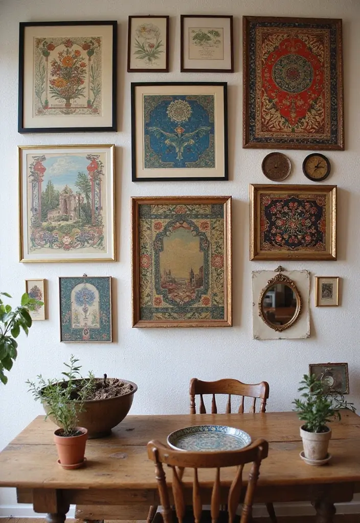 30+ Bohemian Decorating Ideas That Always Look Chic - 2. Eclectic Wall Art