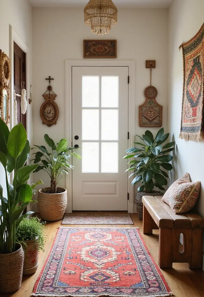 30+ Bohemian Decorating Ideas That Always Look Chic - 29. Bohemian-Inspired Entryway