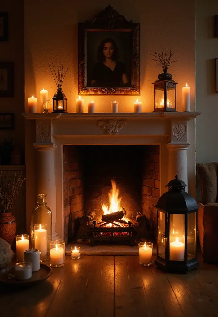 30+ Bohemian Fireplace Ideas That Feel Warm and Inviting 10 30+ Bohemian Fireplace Ideas That Feel Warm and Inviting - 10. Lanterns and Candles