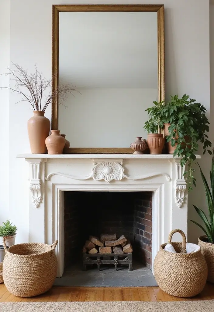 30+ Bohemian Fireplace Ideas That Feel Warm and Inviting 12 30+ Bohemian Fireplace Ideas That Feel Warm and Inviting - 12. Reflective Surfaces