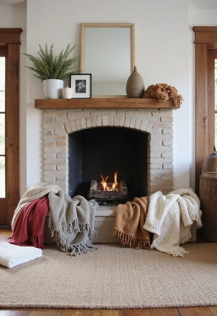 30+ Bohemian Fireplace Ideas That Feel Warm and Inviting 18 30+ Bohemian Fireplace Ideas That Feel Warm and Inviting - 18. Cozy Throws
