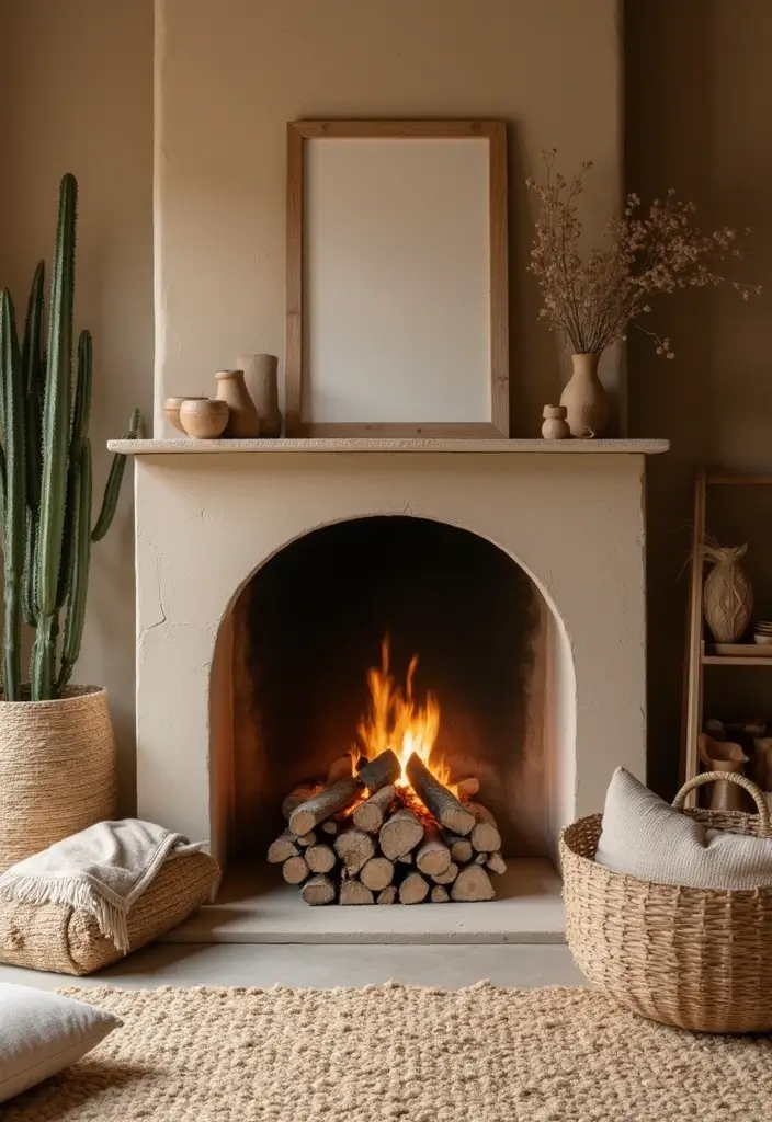 30+ Bohemian Fireplace Ideas That Feel Warm and Inviting 2 30+ Bohemian Fireplace Ideas That Feel Warm and Inviting - 2. Earthy Color Palette