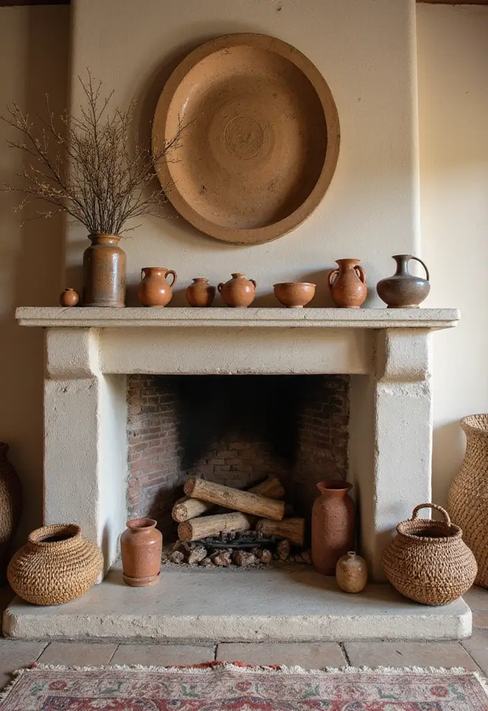 30+ Bohemian Fireplace Ideas That Feel Warm and Inviting 29 30+ Bohemian Fireplace Ideas That Feel Warm and Inviting - 29. Handcrafted Decor