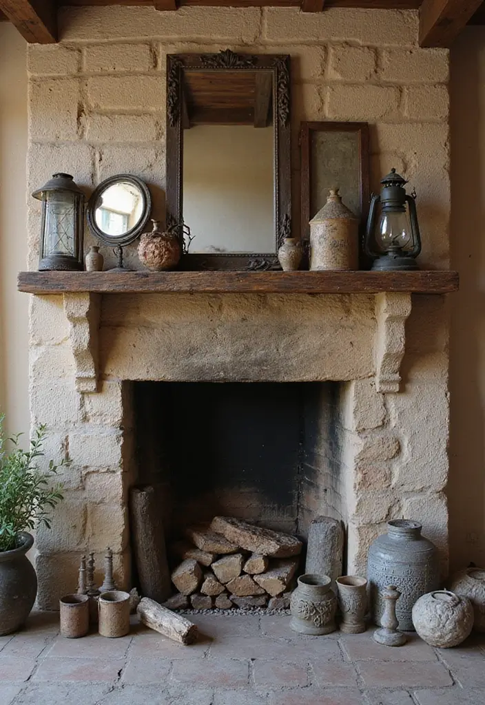 30+ Bohemian Fireplace Ideas That Feel Warm and Inviting 6 30+ Bohemian Fireplace Ideas That Feel Warm and Inviting - 6. Utilize Vintage Finds