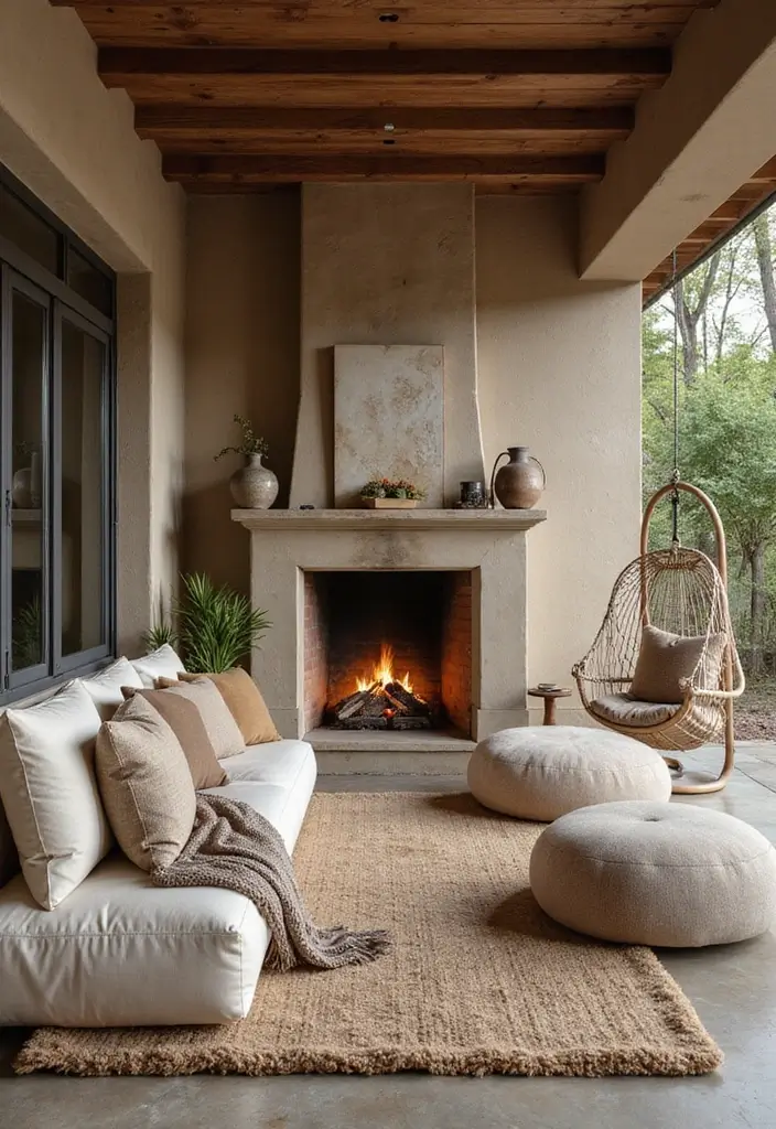 30+ Bohemian Fireplace Ideas That Feel Warm and Inviting 9 30+ Bohemian Fireplace Ideas That Feel Warm and Inviting - 9. Cozy Seating Arrangements