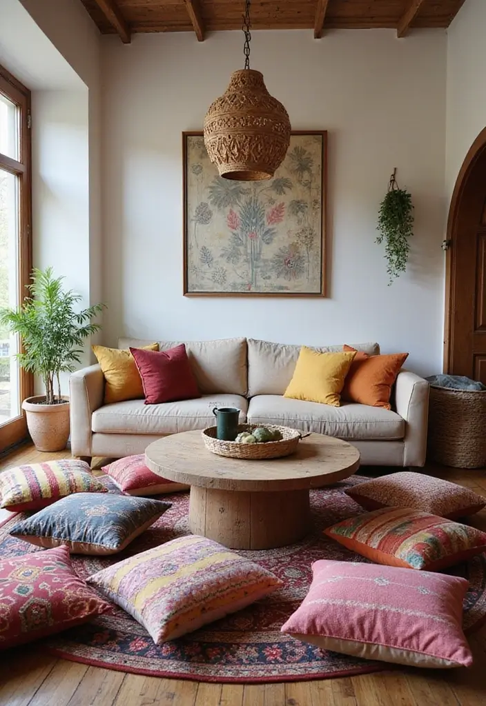 30+ Bohemian Furniture Ideas That Define the Space - 13. Floor Cushions for Relaxed Seating