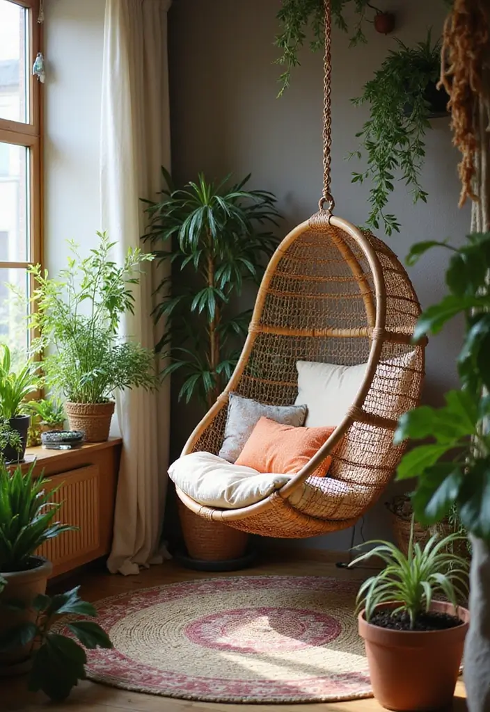 30+ Bohemian Furniture Ideas That Define the Space - 15. Hanging Chairs for a Fun Element