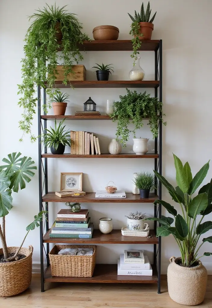 30+ Bohemian Furniture Ideas That Define the Space - 29. Artistic Display Shelves