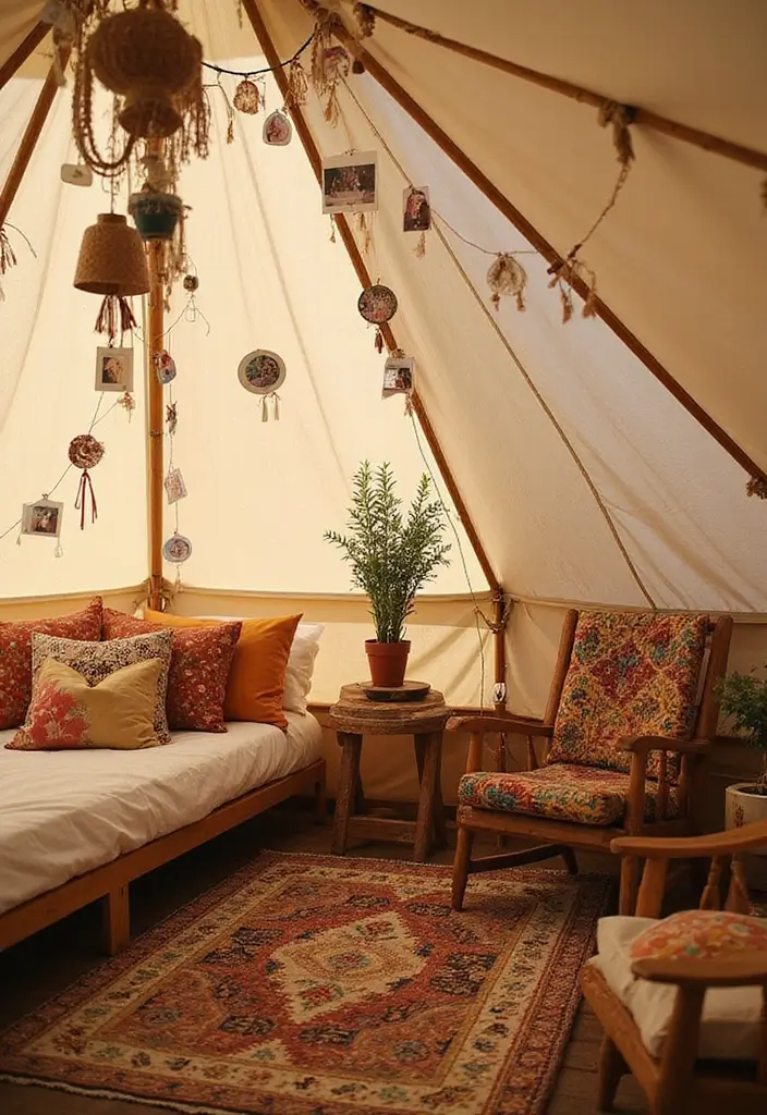 30+ Bohemian Tent Decor Ideas Perfect for Gatherings 12 30+ Bohemian Tent Decor Ideas Perfect for Gatherings - 12. Personal Touches