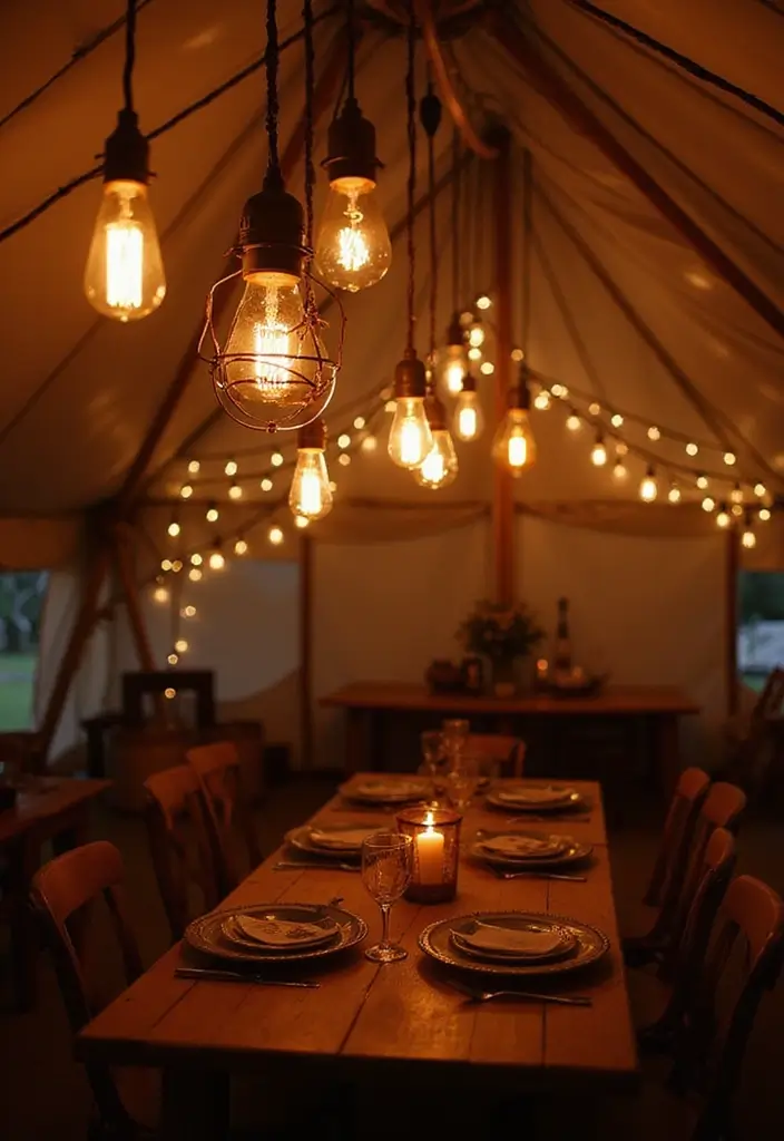 30+ Bohemian Tent Decor Ideas Perfect for Gatherings 17 30+ Bohemian Tent Decor Ideas Perfect for Gatherings - 17. Vintage Lighting Fixtures