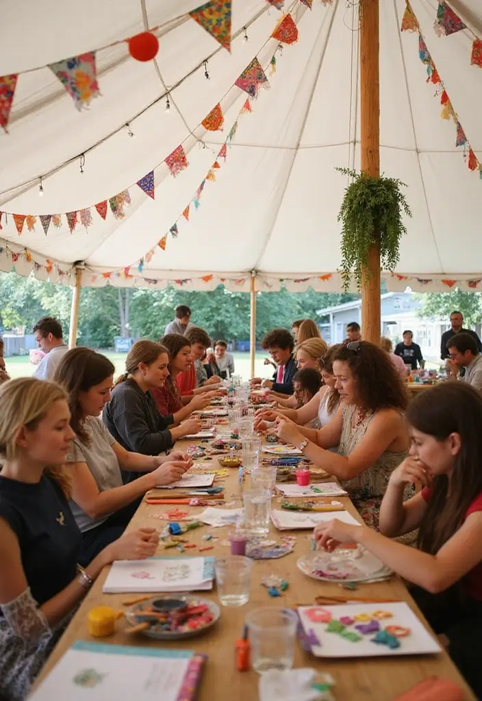 30+ Bohemian Tent Decor Ideas Perfect for Gatherings 26 30+ Bohemian Tent Decor Ideas Perfect for Gatherings - 26. Interactive Craft Stations