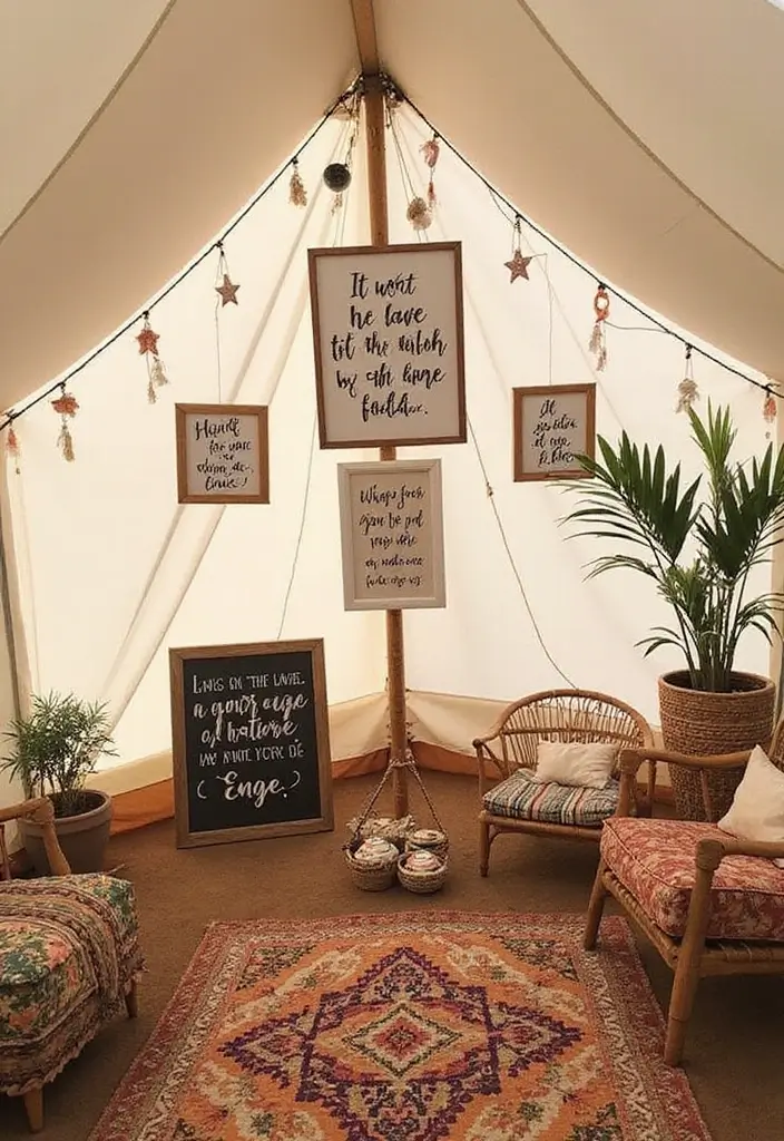 30+ Bohemian Tent Decor Ideas Perfect for Gatherings 28 30+ Bohemian Tent Decor Ideas Perfect for Gatherings - 28. Inspirational Quotes