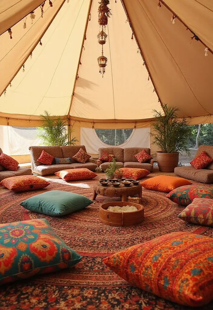 30+ Bohemian Tent Decor Ideas Perfect for Gatherings 3 30+ Bohemian Tent Decor Ideas Perfect for Gatherings - 3. Bohemian Seating Options