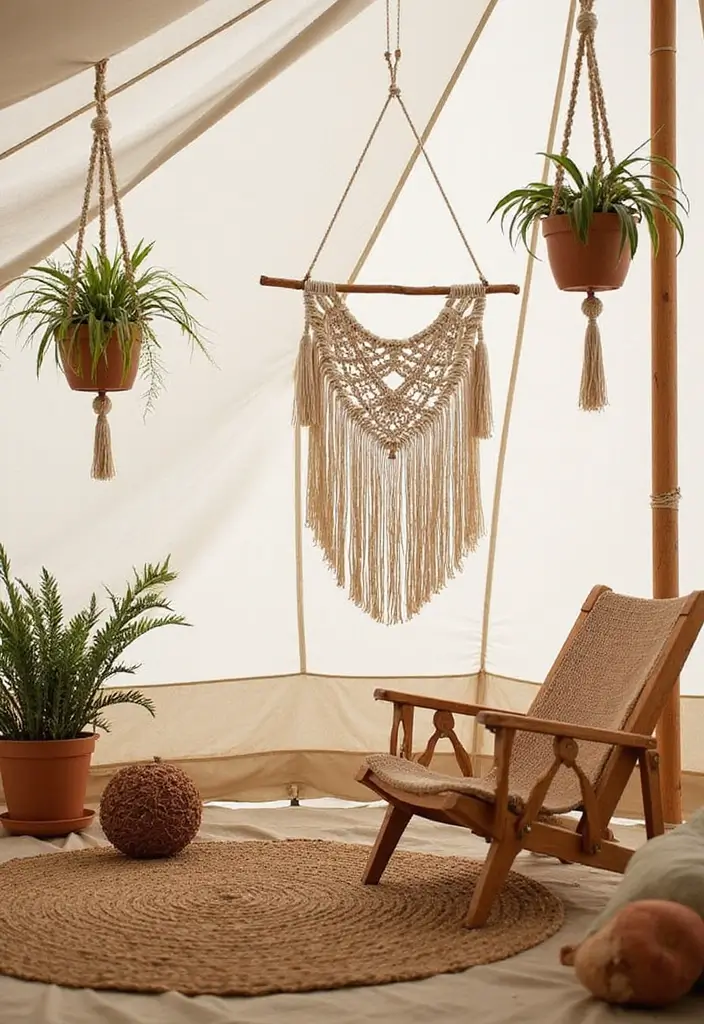 30+ Bohemian Tent Decor Ideas Perfect for Gatherings 8 30+ Bohemian Tent Decor Ideas Perfect for Gatherings - 8. DIY Macrame Decor