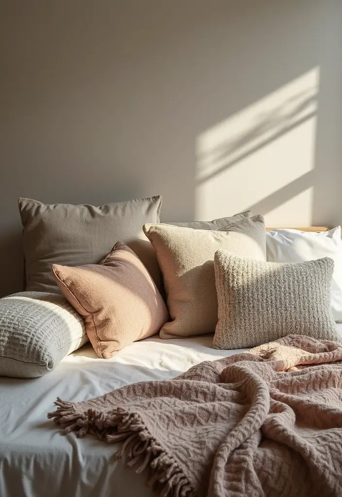 30+ Coastal Bohemian Bedroom Ideas You’ll Adore 11 30+ Coastal Bohemian Bedroom Ideas You’ll Adore - 11. Textured Throws and Pillows