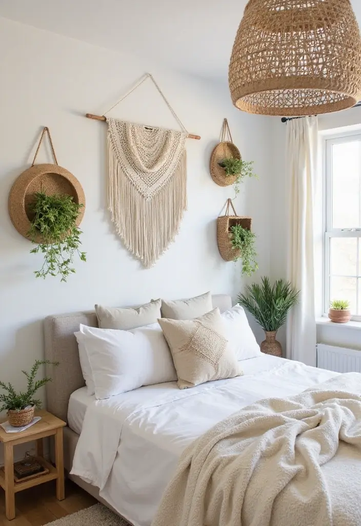 30+ Coastal Bohemian Bedroom Ideas You’ll Adore 16 30+ Coastal Bohemian Bedroom Ideas You’ll Adore - 16. Macramé and Woven Accents