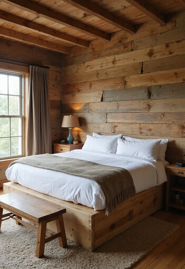 30+ Coastal Bohemian Bedroom Ideas You’ll Adore 22 30+ Coastal Bohemian Bedroom Ideas You’ll Adore - 22. Reclaimed Wood Features