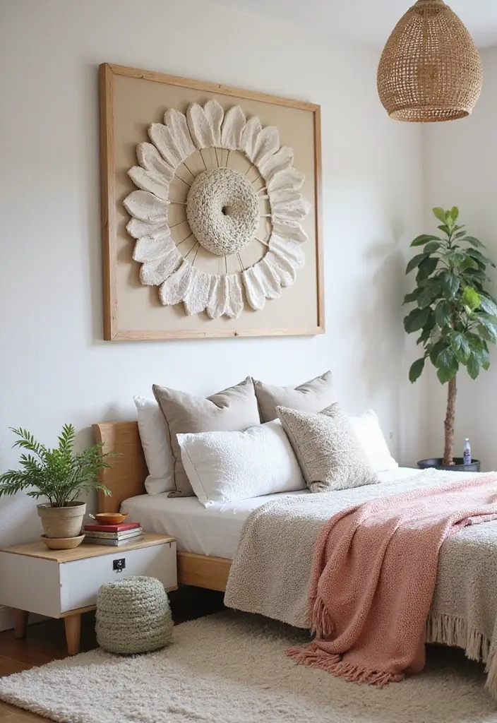 30+ Coastal Bohemian Bedroom Ideas You’ll Adore 23 30+ Coastal Bohemian Bedroom Ideas You’ll Adore - 23. Crafty DIY Decor