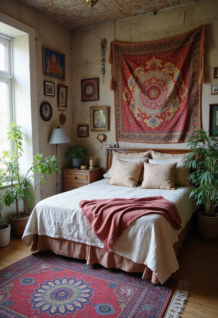 30+ Coastal Bohemian Bedroom Ideas You’ll Adore 7 30+ Coastal Bohemian Bedroom Ideas You’ll Adore - 7. Bohemian Wall Art