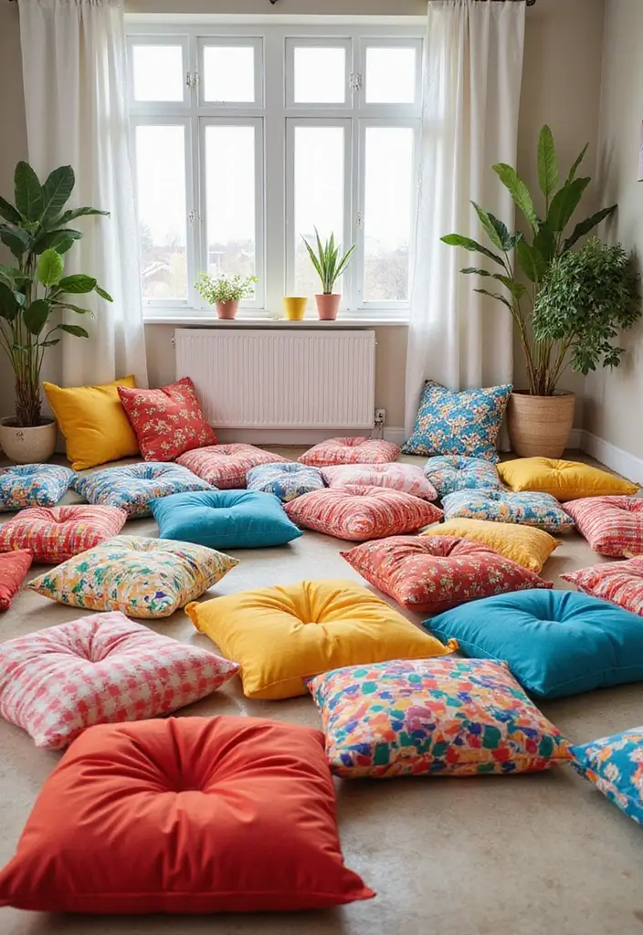 30+ Toca Boca Bohemian House Living Room Inspirations - 2. Cozy Floor Cushions