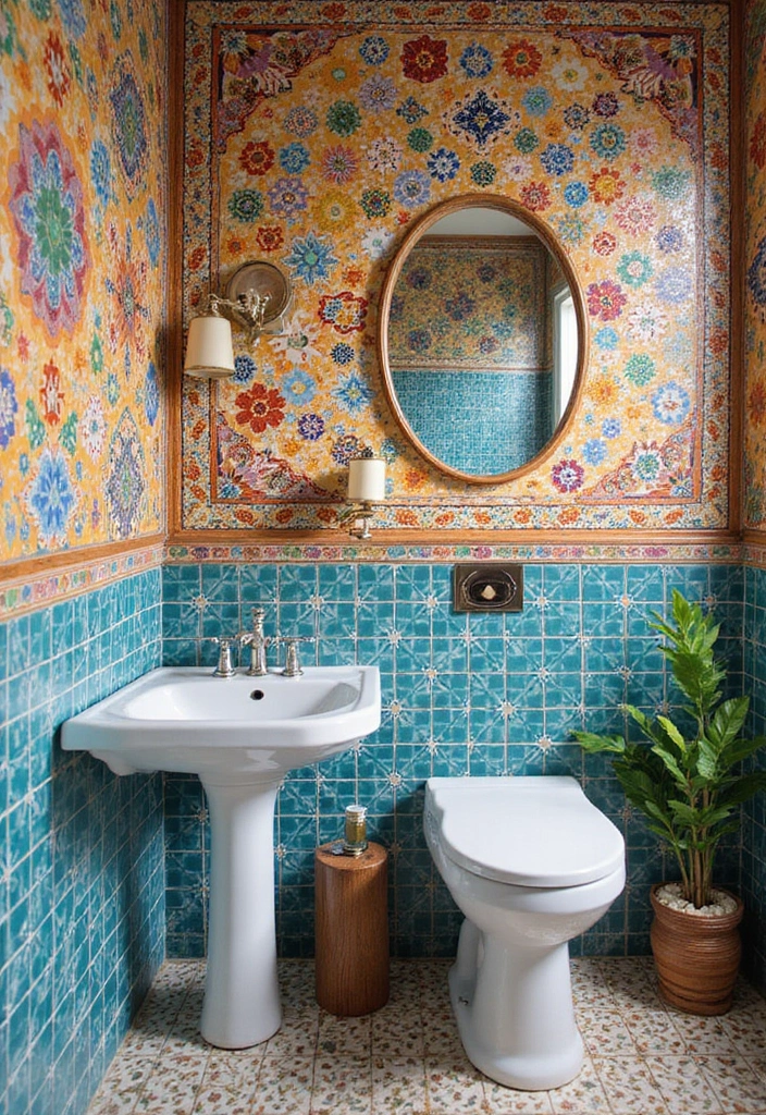 30+ Vintage Bohemian Bathroom Ideas That Feel Timeless - 1. Colorful Mosaic Tiles