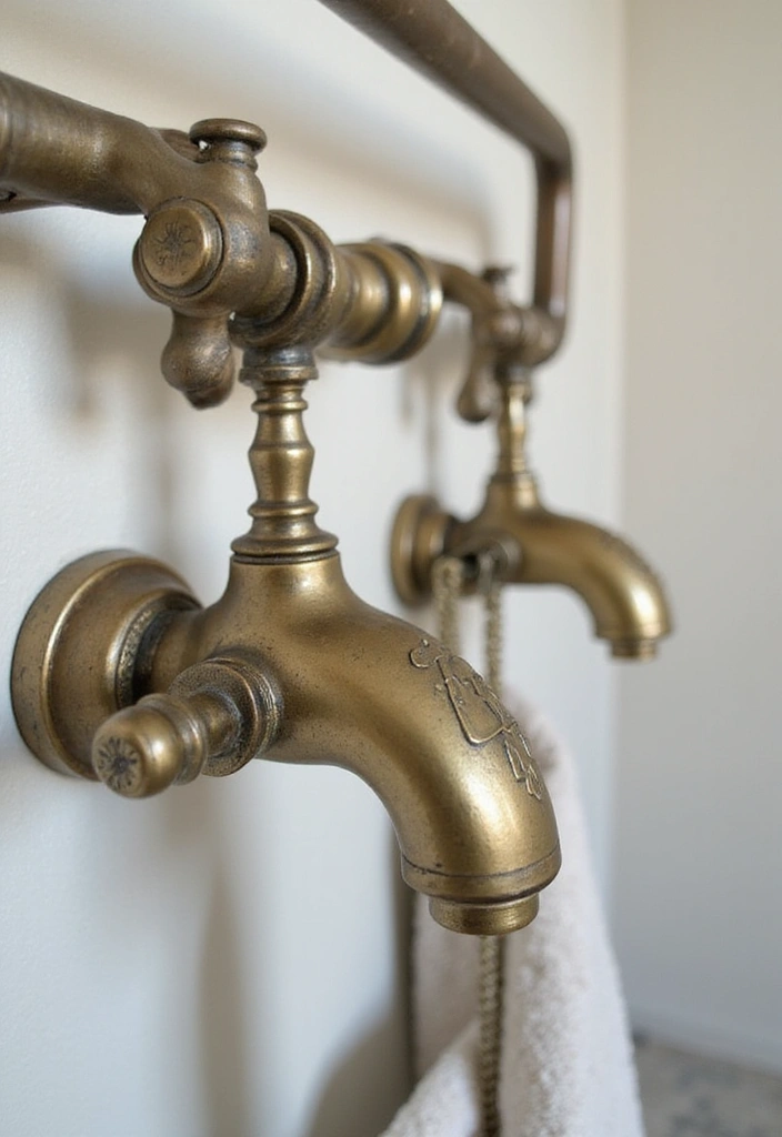 30+ Vintage Bohemian Bathroom Ideas That Feel Timeless - 12. Vintage Fixtures