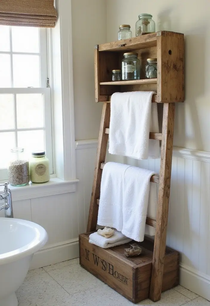 30+ Vintage Bohemian Bathroom Ideas That Feel Timeless - 16. Upcycled Decor
