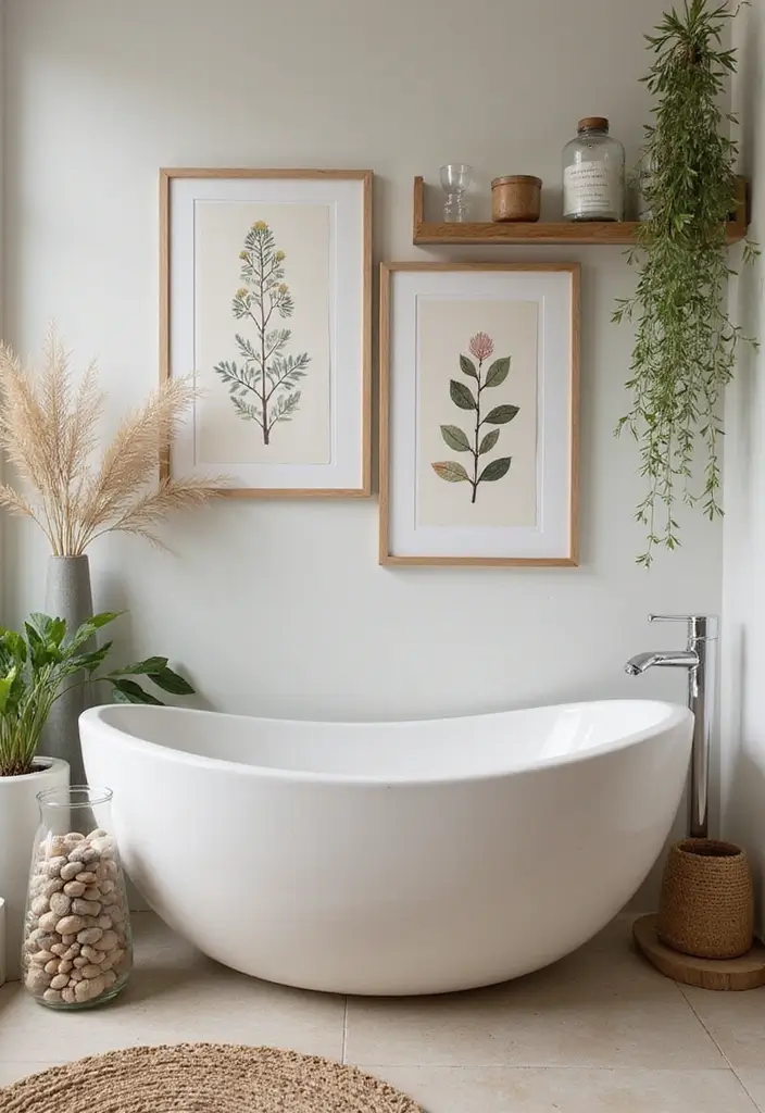 30+ Vintage Bohemian Bathroom Ideas That Feel Timeless - 18. Nature-Inspired Decor