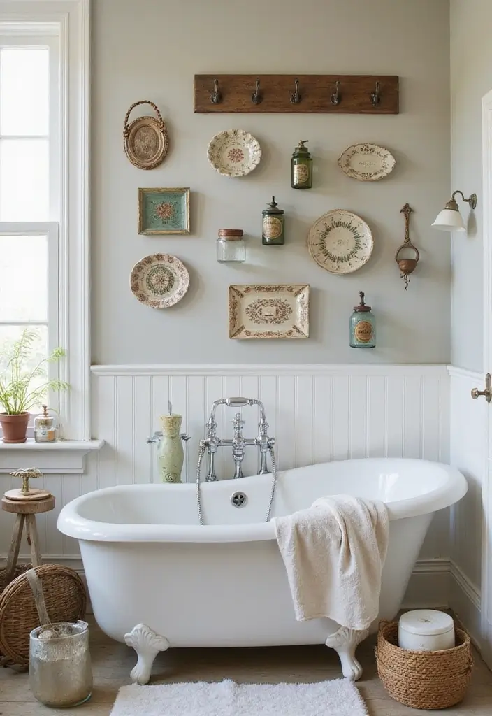 30+ Vintage Bohemian Bathroom Ideas That Feel Timeless - 25. Vintage Accessories