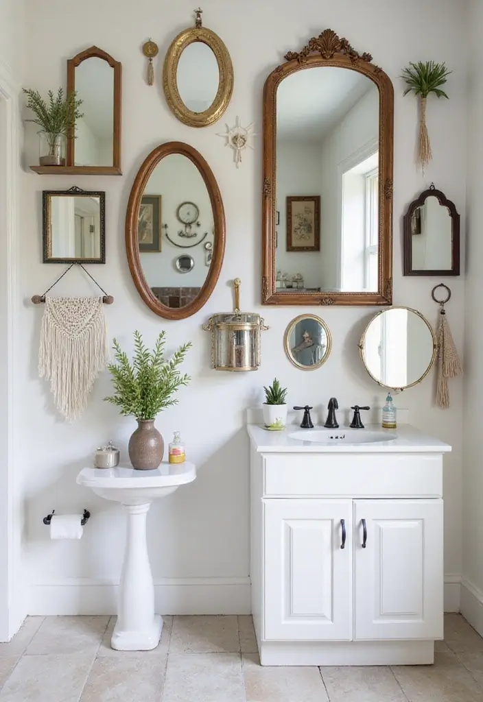 30+ Vintage Bohemian Bathroom Ideas That Feel Timeless - 3. Eclectic Mirrors