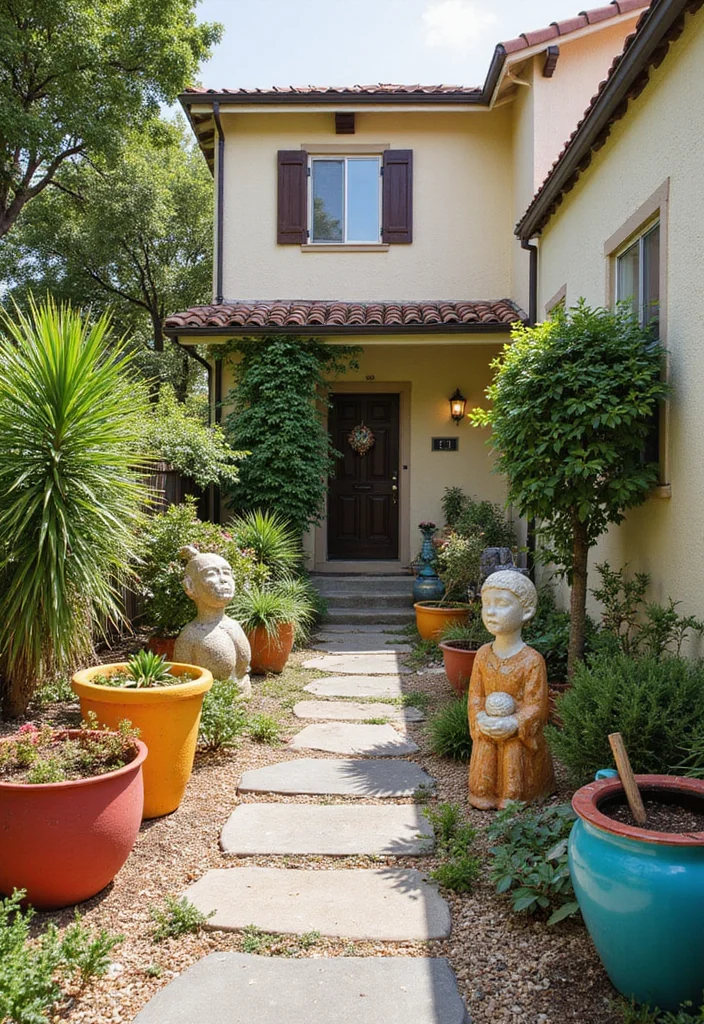 10 Duplex Backyard Ideas for Shared Yet Stylish Spaces - 10. Artful Decor for Personal Touches