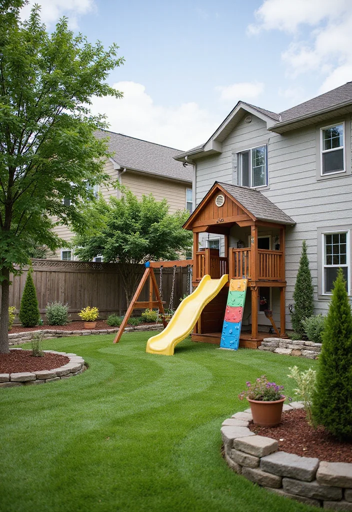 10 Duplex Backyard Ideas for Shared Yet Stylish Spaces - 7. Playful Features for Family Fun