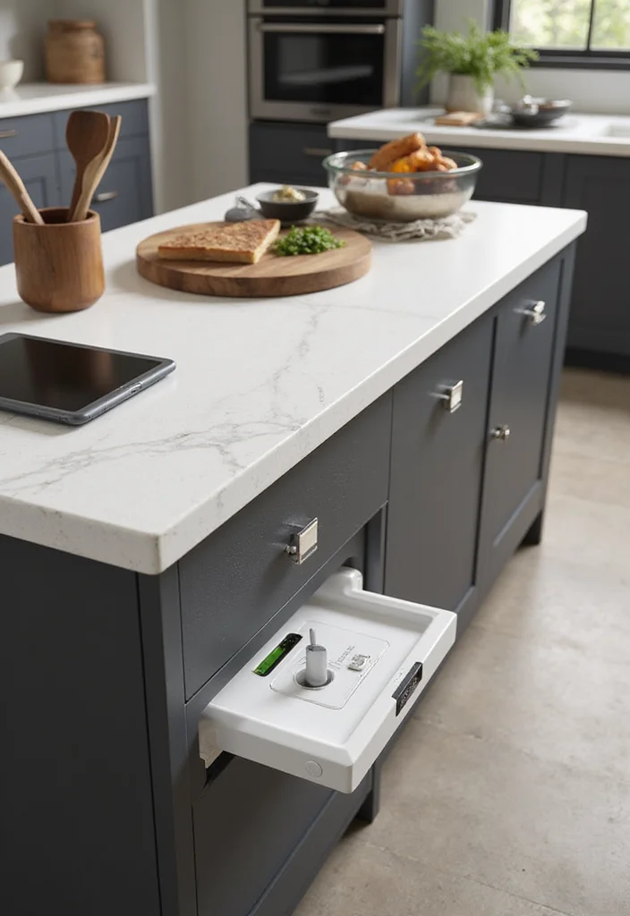 10 Kitchen Island Outlet Ideas for Convenient Hidden Power - 1. Pop-Up Power Outlets