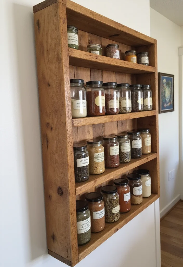 10 Kitchen Pallet Ideas for Rustic Budget Friendly Projects - 3. Charming Pallet Spice Rack