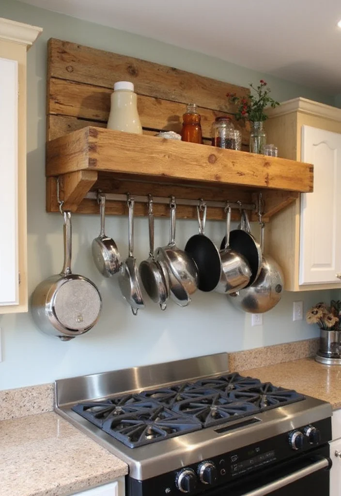 10 Kitchen Pallet Ideas for Rustic Budget Friendly Projects - 8. Rustic Pallet Pot Rack