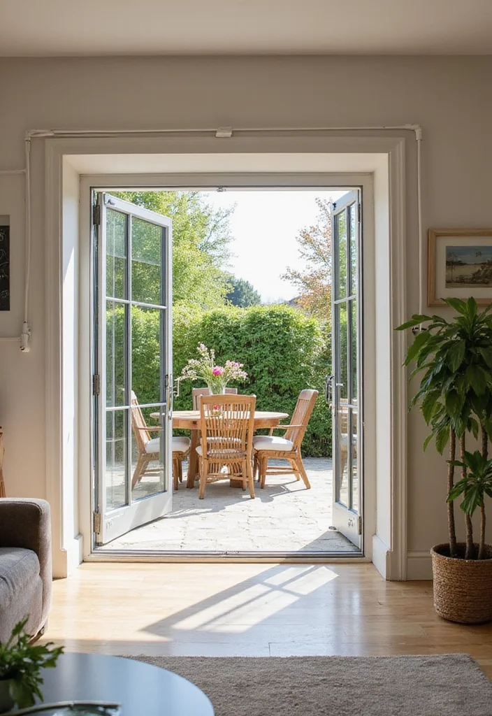 10 Living Room Door Ideas for Smooth Functional Flow - 3. Stylish Bi-Fold Doors