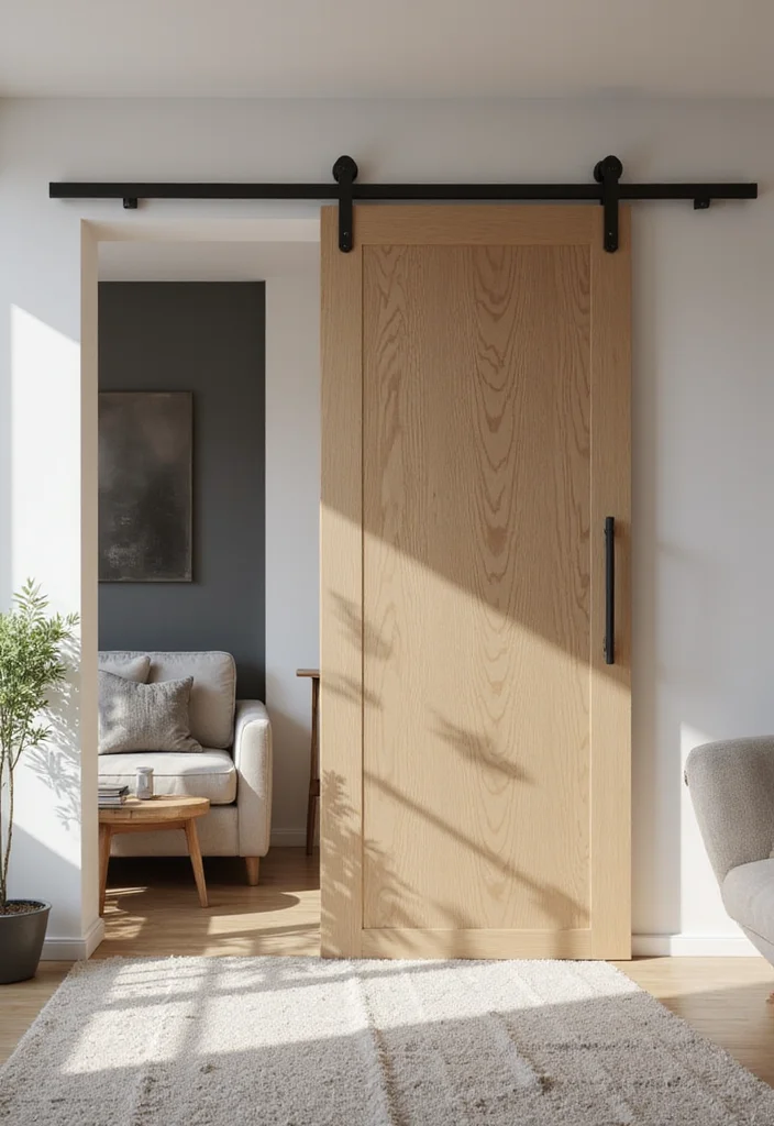 10 Living Room Door Ideas for Smooth Functional Flow - 5. Minimalist Sliding Doors