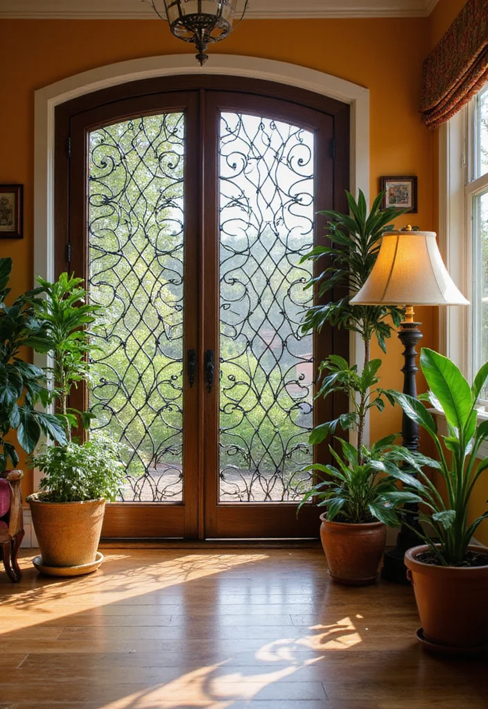 10 Living Room Door Ideas for Smooth Functional Flow - 6. Decorative Screen Doors