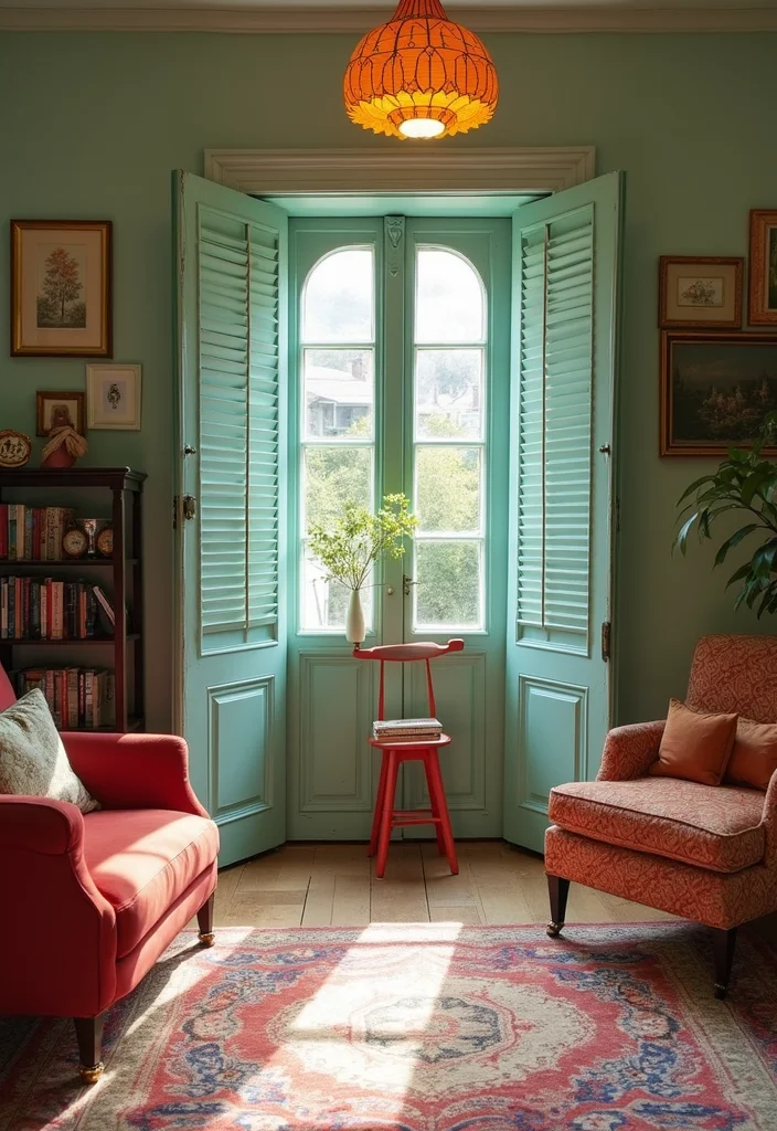 10 Living Room Door Ideas for Smooth Functional Flow - 9. Unique Shutter Doors