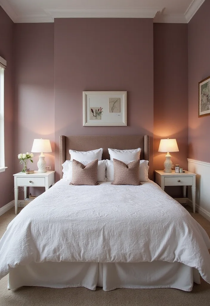 10 Mauve Bedroom Ideas for Warm Subtle Romance 1 10 Mauve Bedroom Ideas for Warm Subtle Romance - 1. Soft Mauve Walls with White Accents