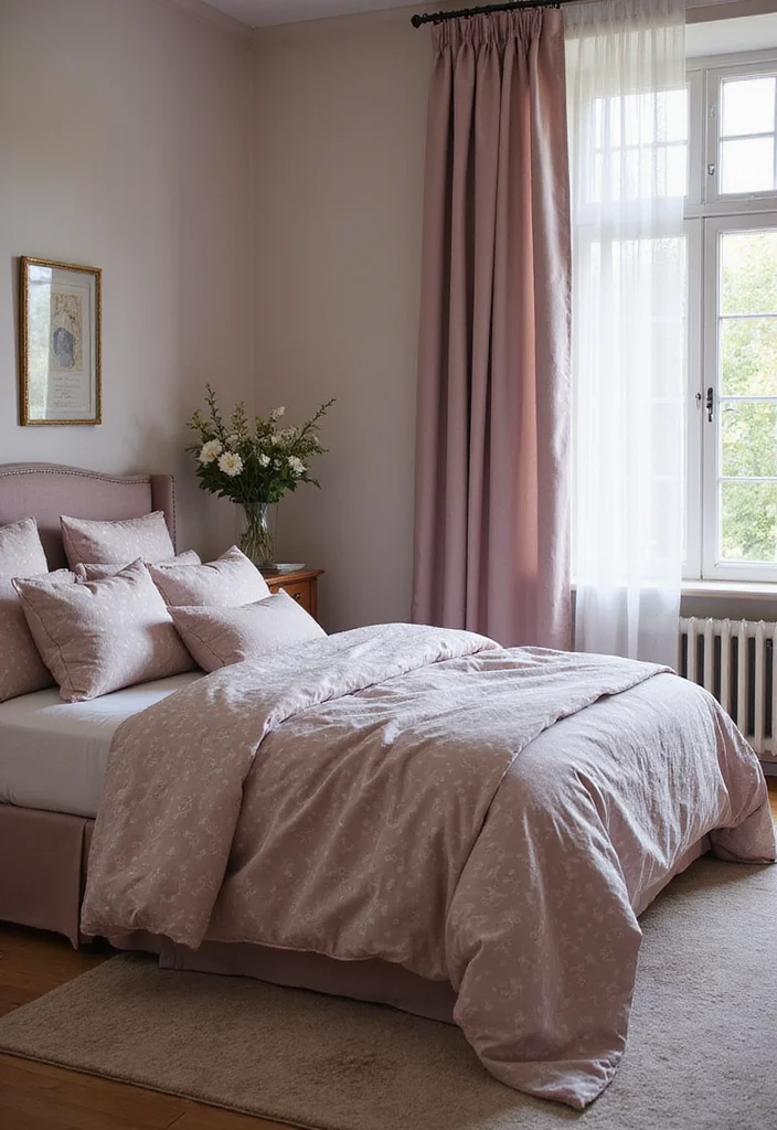 10 Mauve Bedroom Ideas for Warm Subtle Romance 45 10 Mauve Bedroom Ideas for Warm Subtle Romance - 5. Subtle Patterns in Fabrics