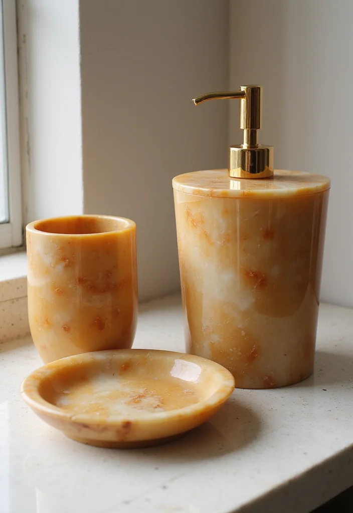 10 Onyx Bathroom Ideas for Bold Luxurious Style - 10. Incorporating Onyx into Your Accessories