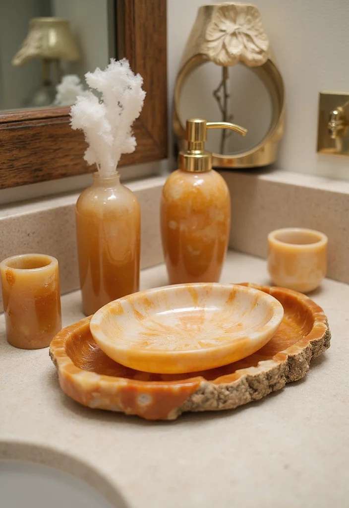 10 Onyx Bathroom Ideas for Bold Luxurious Style - 3. Onyx Accents for a Touch of Elegance